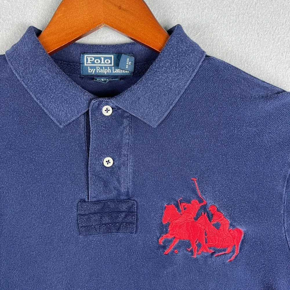 Polo Ralph Lauren Polo Shirt Fits M Long Sleeve #3 Big Pony Blue Preppy Rugby